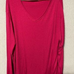 Maurices Long Sleeve V-Neck Top - Red